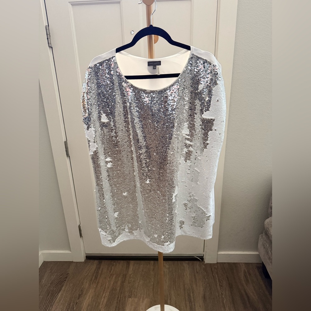 Vince Camuto Silver Sequin Blouse